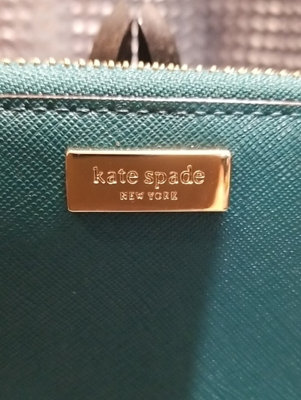 kate spade Teal Zip-Around Wristlet Wallet with Gold Accents - Picture 2 of 8